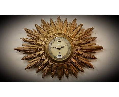 VINTAGE SMITHS 8 DAY STAR BURST WALL CLOCK