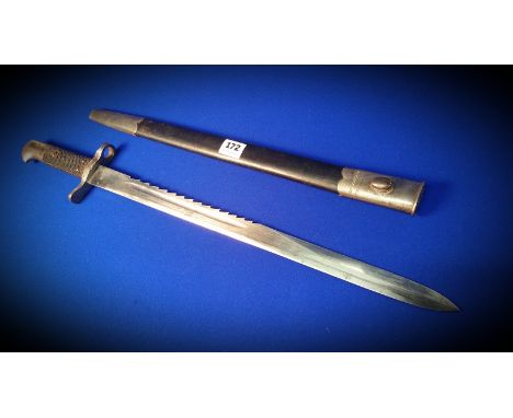 MARTINI HENRY P1875 SAWBACK BAYONET & SCABBARD