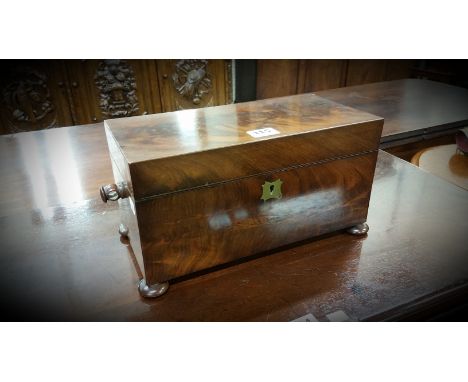 WILLIAM IV FLAMED MAHOGANY TEA CADDY