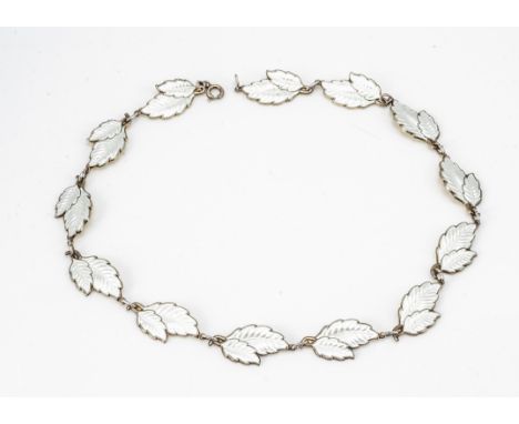 A Scandinavian silver gilt and enamel necklace, of leaf design links, marked Sterling Norway, 41cm