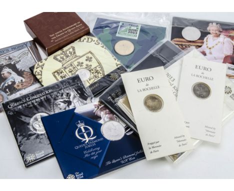 A collection of modern crowns and £5 coins and other coins and sets, including a Royal Mint 2013 UK Definitive Coin Set, The 