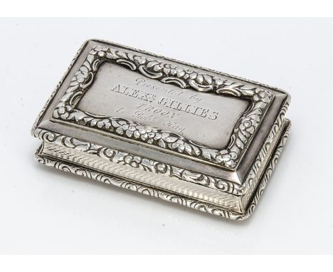 Important Announcement - Please note the estimate has been revisedA George IV silver snuff box by Nathanial Mills, 7.5cm wide