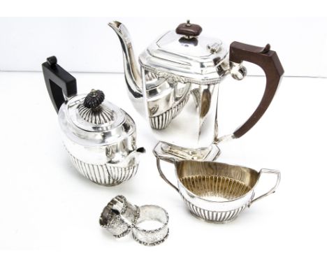 Five items of Victorian and later silver, including an Art Deco period coffee pot, a bachelor teapot and sugar basin, and a p