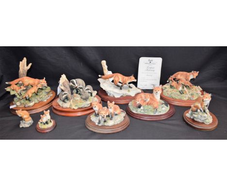 A Border Fine Arts model, Foxes, Mousing, limited edition 776/2950 with certificate; other Fox studies, Look, Listen and Lear