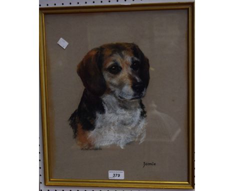 Mary Browning Jamie, portrait of a Beaglesigned, titled, pastel, 33cm x 40cm