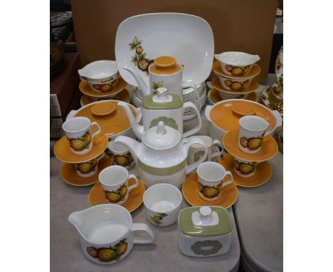 A JG Meakin Studio coffee and part dinner set, comprising coffee cups, saucers, side plates, coffee pot, cream jug and sugar 