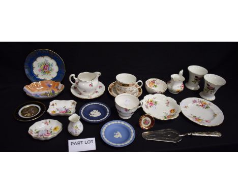 Ceramics - a Colclough part tea service, pink roses on white ground, comprising six teacups, saucers, side plates, bread and 