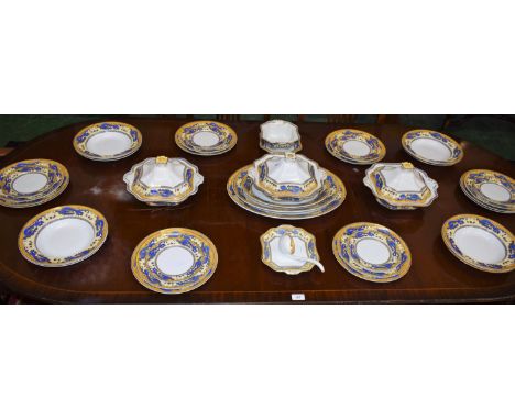A Staffordshire Grimwades Ming pattern dinner service, comprising dinner plates, side plates, tea plates, vegetable dishes, b