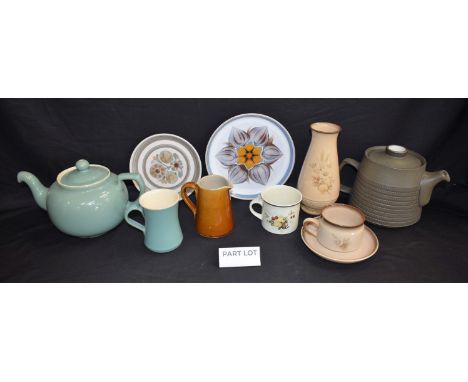 Denby and Bourne Denby tea ware, jugs and plates; a Royal Doulton Lambethware Cornwall part tea service, comprising cups and 