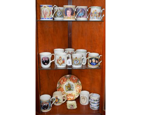 A Solian Ware King George VI Coronation mug, May 1937; other Royal commemorative mugs, Aynsley, Denby, 1935 Silver Jubilee; R