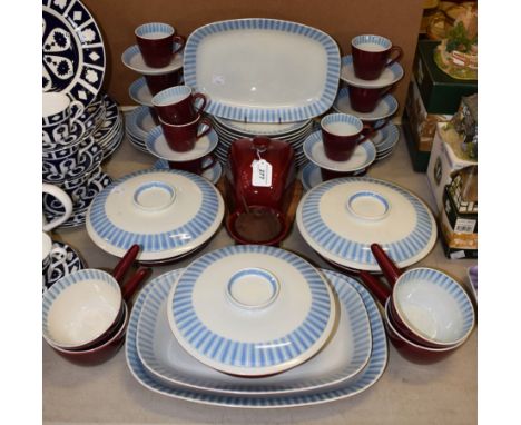 An Aluminia, Denmark, Jeannette dinner and tea service, comprising dinner plates, side plates, cups, saucers, soup bowls, che