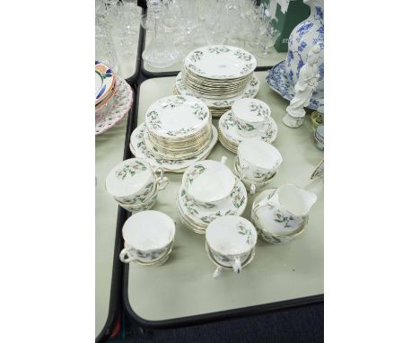 A POST WARE CROWN STAFFORDSHIRE 57 PIECE PART DINNER AND TEA SERVICE 