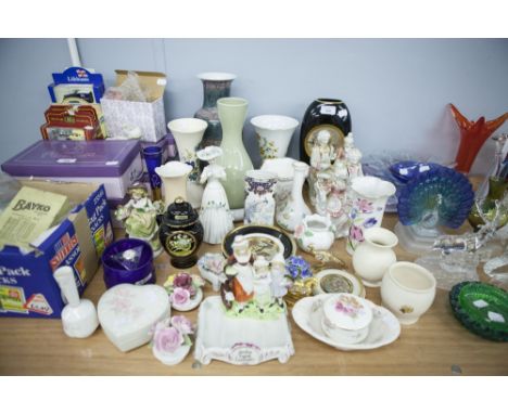 YARDLEY LAVENDER SOAP DISH, CERAMIC VASES, FIGURINES ETC..... 