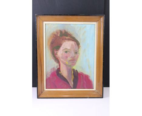 Paul Richards (born 1949) Oil on Canvas Head and Shoulder Portrait of a Young Lady, 39.5cm x 29.5cm 