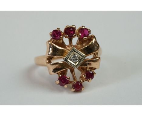 14ct Yellow Gold Ruby and Diamond Ring 