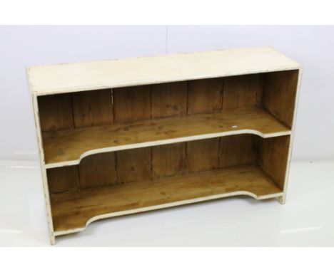 Part Painted Pine Table Top Shelf Unit, 103cm long x 65cm high 