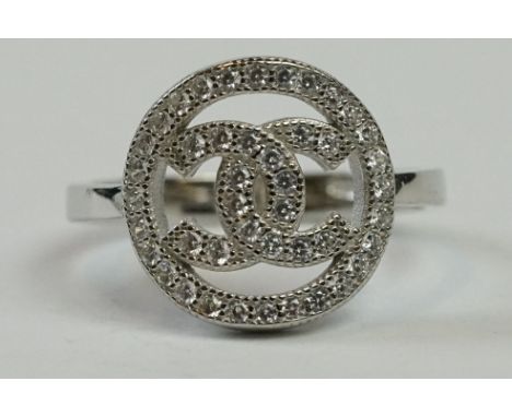 Silver and CZ designer style Dress Ring 
