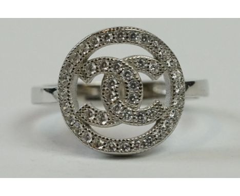 Silver and CZ designer style Dress Ring 