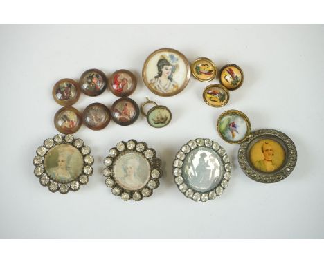 A small collection of antique buttons to include portrait examples. 