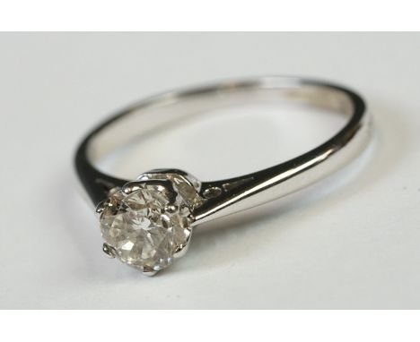 18ct White Gold Single Stone Diamond Ring of 70 points approx. 