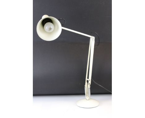 Herbert Terry &amp; Sons - Mid 20th C white enamel anglepoise desk / table lamp, model 90 (measures approx 60cm high when at 