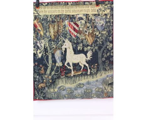 JP of France Point D'Halluin Tapestry of the Heraldic Unicorn from William Morris's Knights of the Round Table, 95cm x 75cm, 