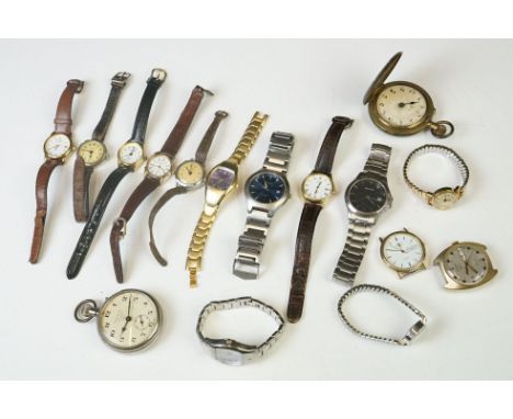 Collection of Watches and Pocket Watches including Sekonda, Rotary, Citizen, Gucci, Lorus, Timex, etc