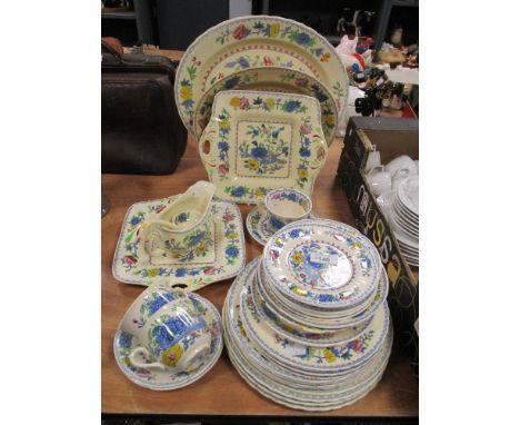 A collection of Masons 'Regency' plates, cups, saucers, ladle and gravy boat included amongst this lot.