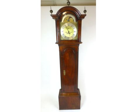 A late 18th/early 19th century eight day longcase clock by Ralph Banks of Plymouth Docks, striking on a bell, the brass and s