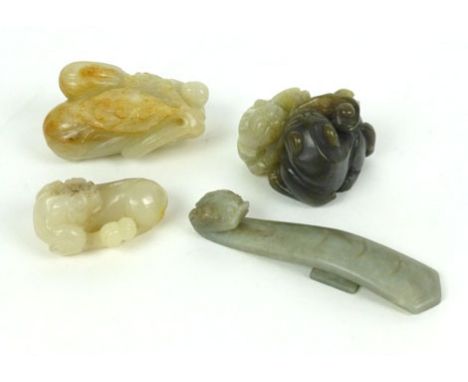 A group of four 19th century Chinese jade carvings, to include mythical beasts etc. (4)