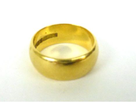 A 22ct yellow gold wedding band, ring size K/L, 8.3 gms