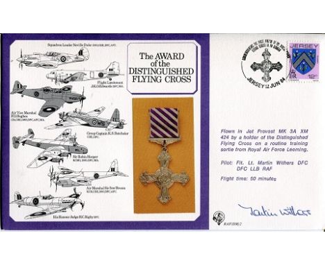  Falklands War pilot: RAF Medals series cover dedicated to the Distinguished Flying Cross (DFC) signed by RAF Vulcan bomber p