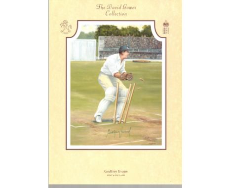  Godfrey Evans autographed high quality 16x12 inches colour print - part of the David Gower collection of cricket prints. Goo