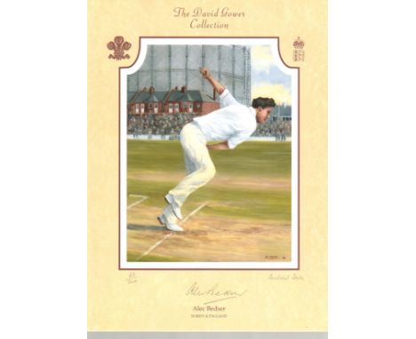  Alec Bedser autographed high quality 16x12 inches colour print - part of the David Gower collection of cricket prints. Good 