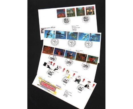 Royal Mail First Day cover collection 1997 - 1999. Red Royal Mail cover album with around 100 Royal Mail first day covers wit