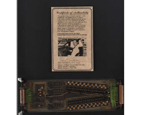 Concorde Circuit board and Brian Trubshaw signed certificate. Concorde Circuit Board 2 & Brian Trubshaw signed COA. British A
