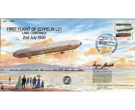  Zeppelin veteran: First Flight of the LZ1 Zeppelin cover signed by Eugen Bentele who survived the Hindenburg disaster and wa