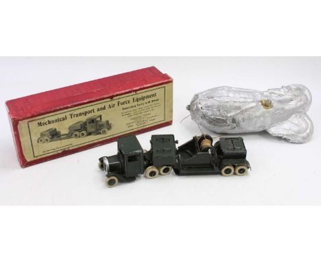 A Britains No. 1641 mechanical transport and Air Force equipment underslung lorry with driver comprising of dark green hand p