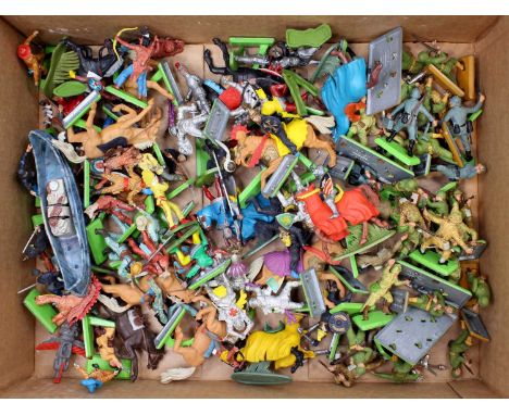 A collection of Britains Deetail plastic figures to include British Army, Wild West, Knights, and others
