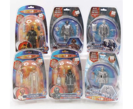 6x Character Online Doctor Who collectable action figures to include: cyber leader, Magnus Greel and Mr sin, D84 robot, the f