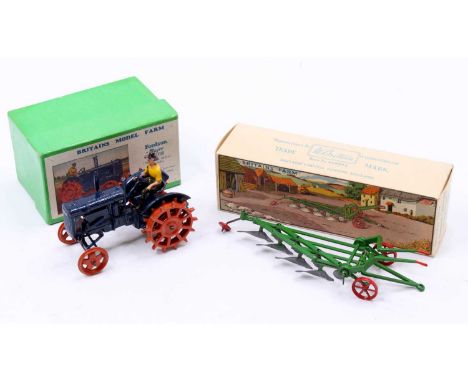 Britains model farm series group of 2 comprising No. 127F Fordson Major Tractor finished in blue with orange spud wheels and 