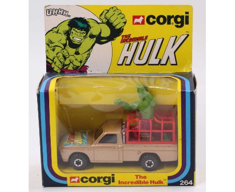 Corgi Toys No. 264 The Incredible Hulk Mazda Pick-Up comprises a light metallic brown body, with a black interior, and Hulk f