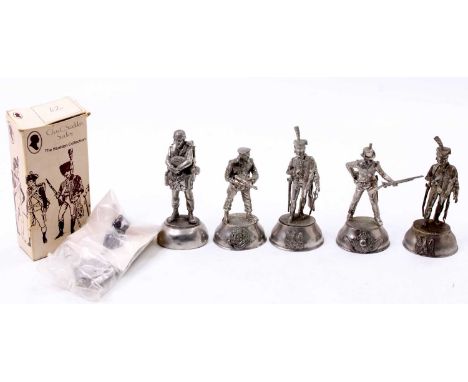 Collection of 6 Chas Stadden and similar 85mm scale white metal and pewter military figures, all un-painted