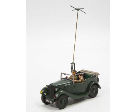 A CJB Military Models 1:32 scale white metal and resin hand crafted model of a 1938 Morris 8 Field Wireless Car, green body w