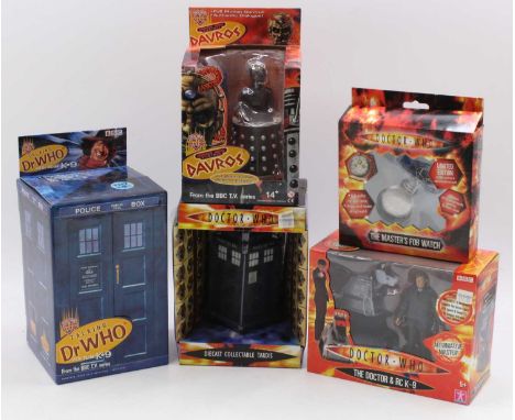 5 x Doctor Who items of various makes to include: The Doctors Fob watch (as seen in series 3), Davros, Tom Baker and K9 actio