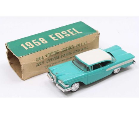 An unusual 1950s, Circa 1958 Ford Edsel dealer promotional model, 1/24th scale, plastic and tinplate construction, in the ori