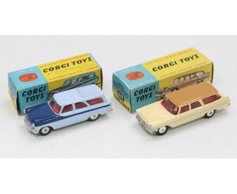 Corgi Toys boxed model group of 2 comprising No. 424 Ford Zephyr estate car, comprising of light blue and dark blue body with