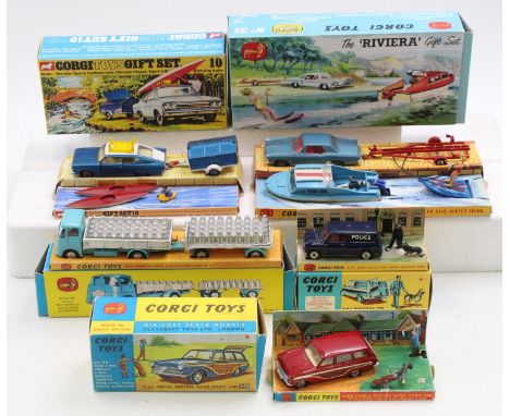 Corgi Toys boxed model group of 5 all in reproduction boxes, with examples including No. 440 Ford Consul Cortina Estate Car, 