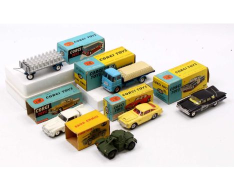 Corgi and Dinky Toys boxed model group of 6, with examples including a Corgi Toys No. 218 Aston Martin DB4, No. 457 ERF Platf