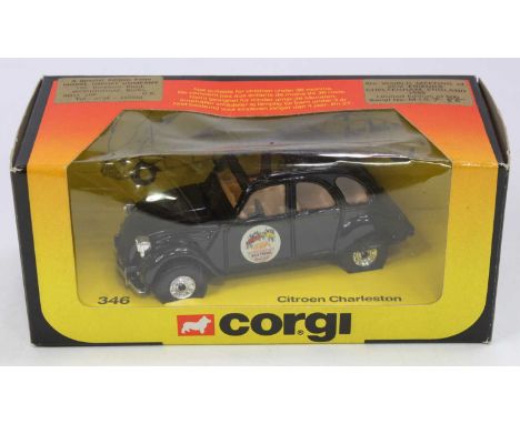 Corgi Toys No. 346 Citroen 2CV Charleston, black body, with a tan interior, a promotional model with '6th World Meeting of 2C
